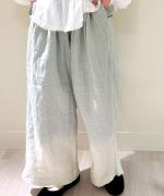 リネンギンガムチェック　パンツ